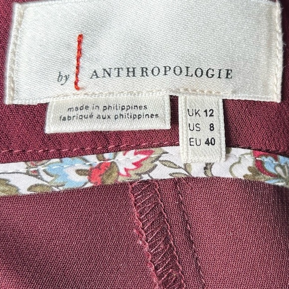 Anthropologie Sasha Button Fly Tapered High Rise Trousers Pants Wine Red Sz 8 - Picture 13 of 15